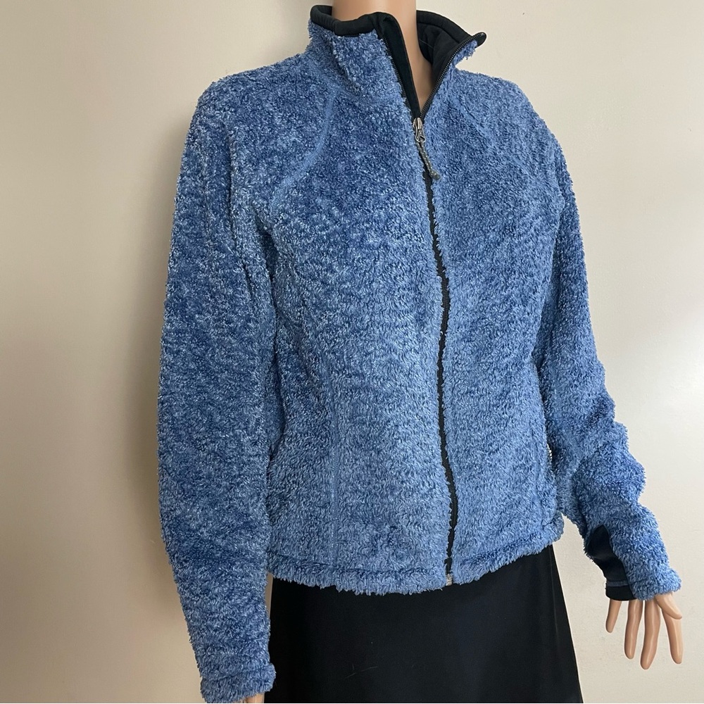 Women's MOUNTAIN HARDWARE Blue VINTAGE Fuzzy FLEECE Hiking JACKET  L